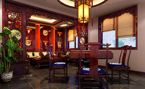 蒲江古典中式风格茶楼包间设计装修效果图